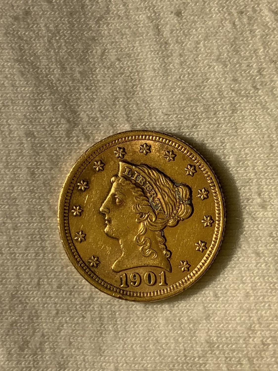 1901 $2.50 Liberty Gold Quarter Eagle Coin