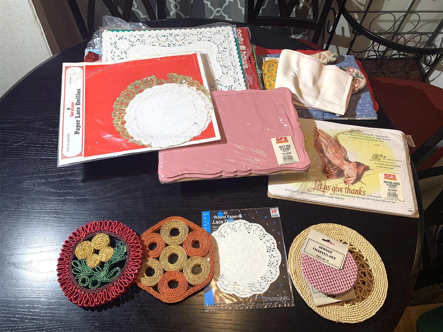 Assortment of Placemats & French Bull Serving Tray