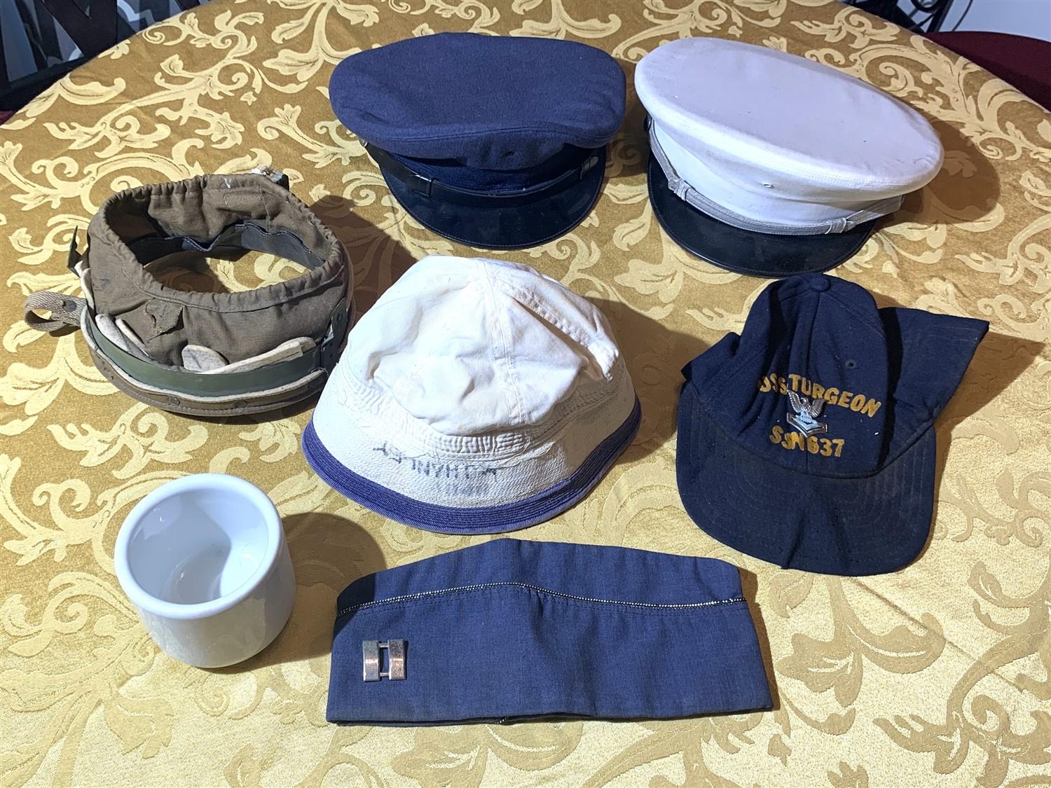 6 Military Hats with U.S.Q.M.C Shaving Mug