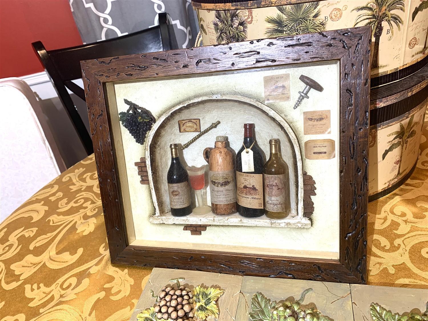 Decorative Hat Boxes with Wine themed Wall Art