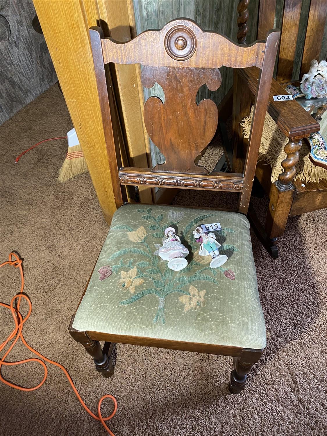 Antique table and six dining chairs