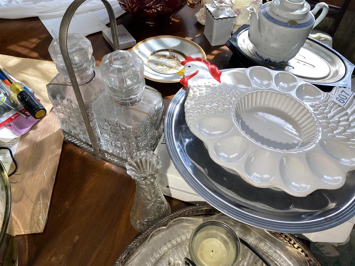 Assorted items on dining table lot