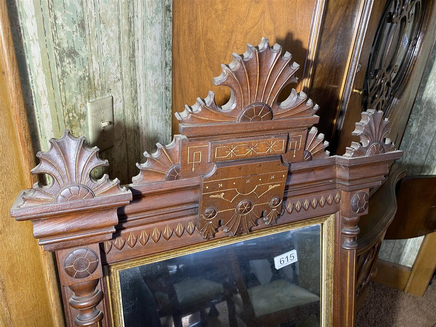 Large Antique 19th Century Carved Mirror