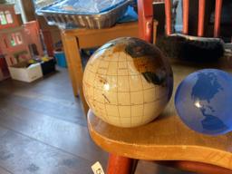 2 Globe Glass Paperweights