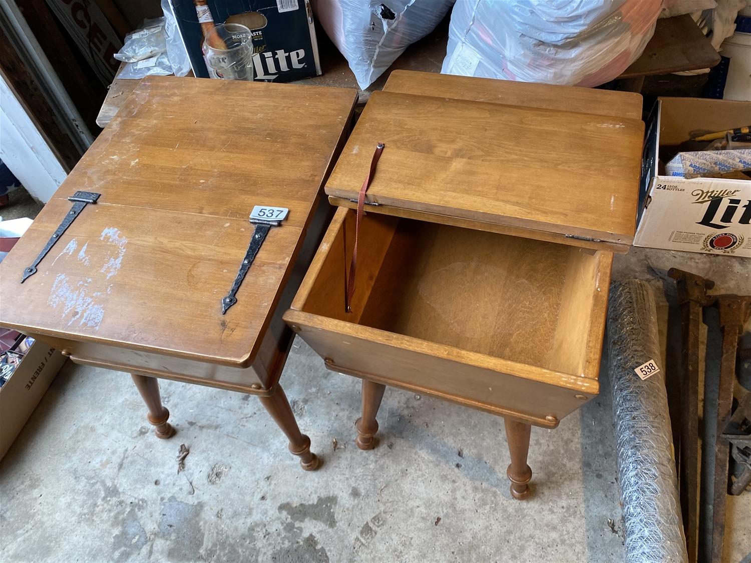 Pair of vintage wooden End tables with lids