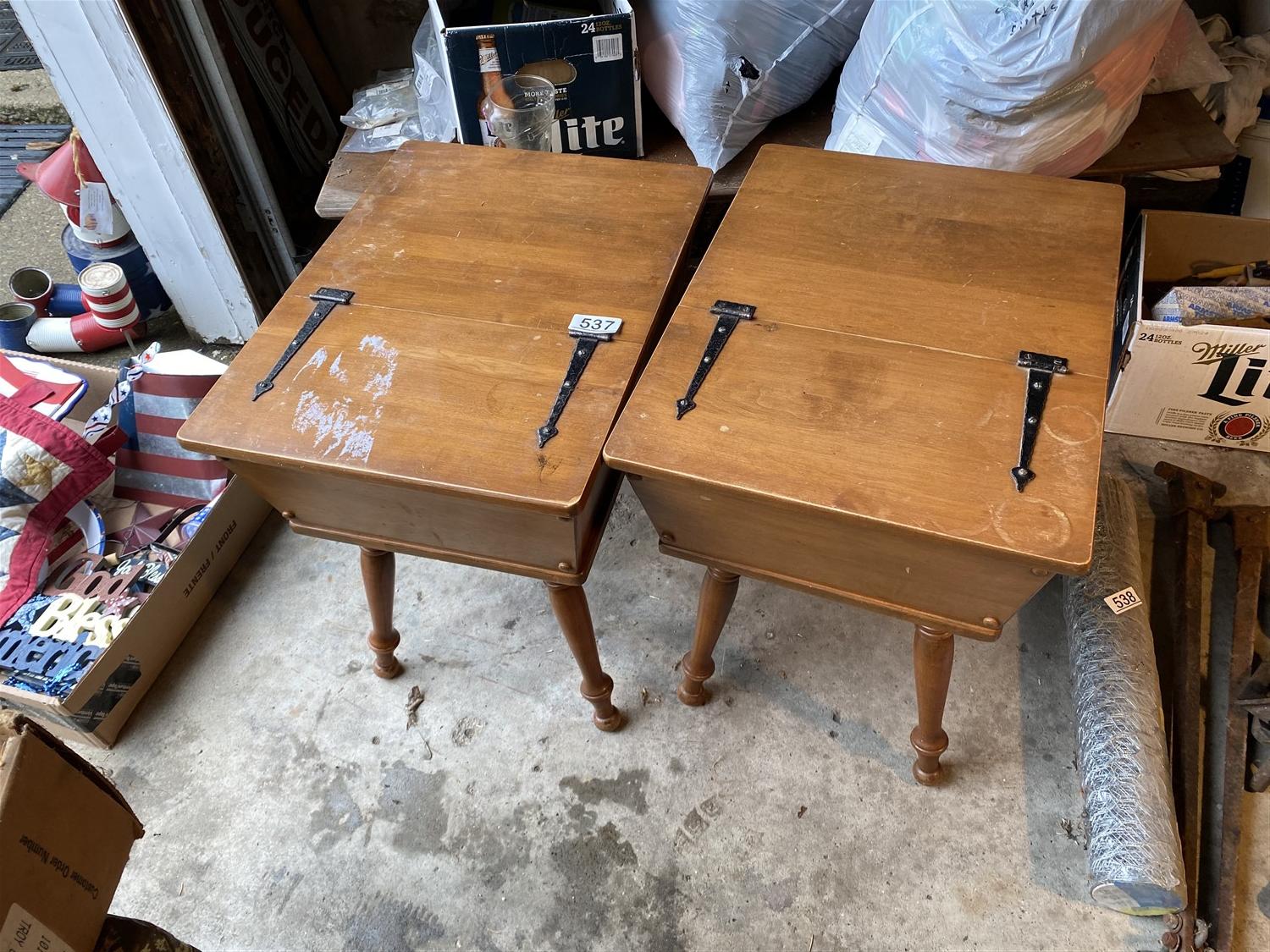 Pair of vintage wooden End tables with lids