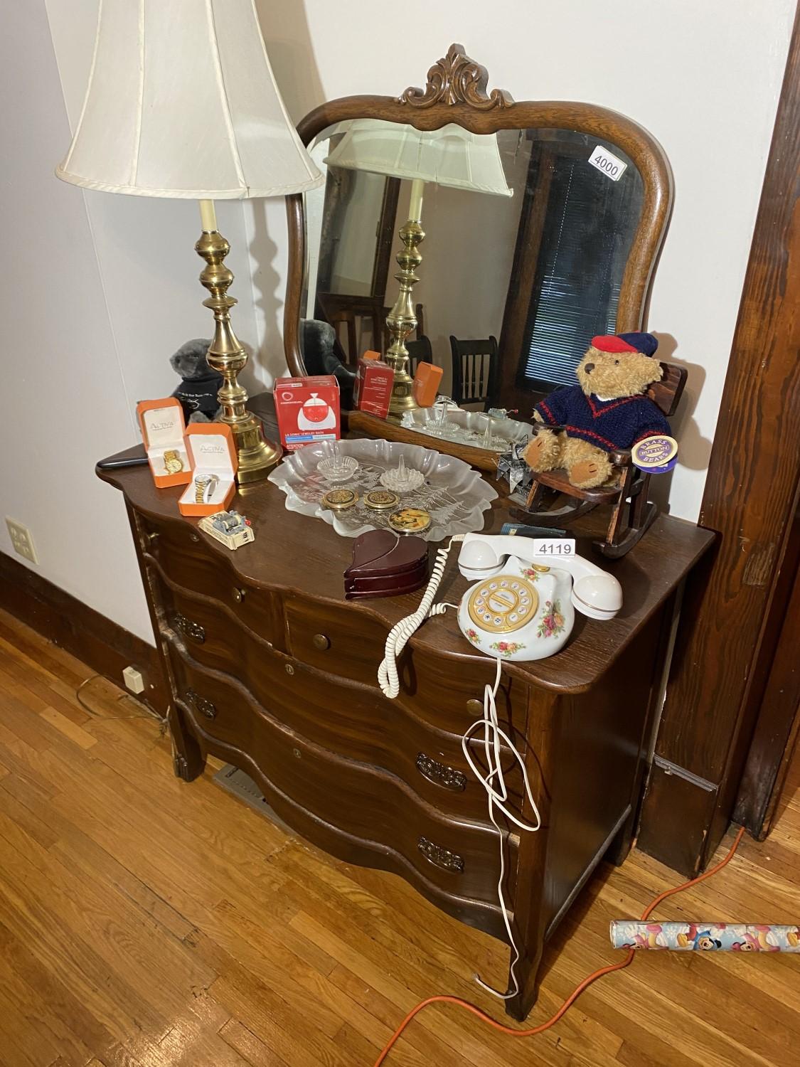 Antique Oak Dresser with Mirror