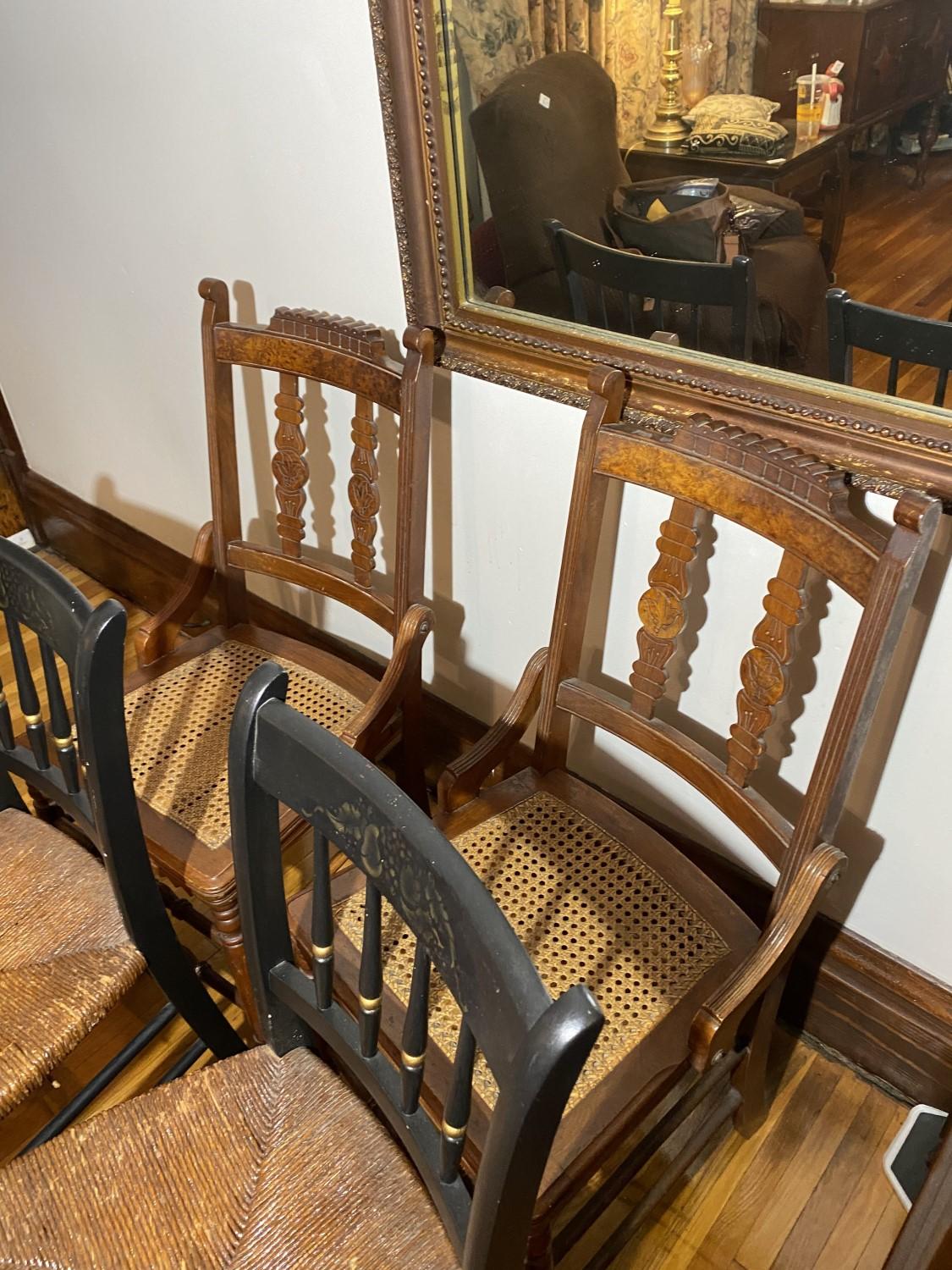 4 Antique Chairs plus Large Mirror