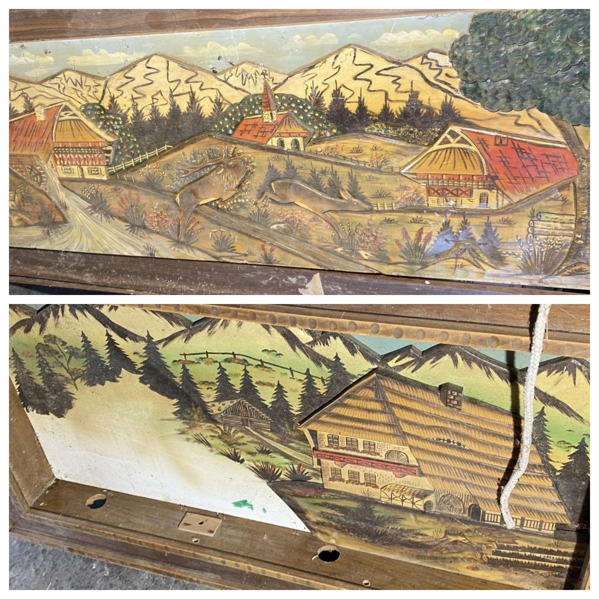 2 Vintage Carved, Painted Wood Diorama Scenes