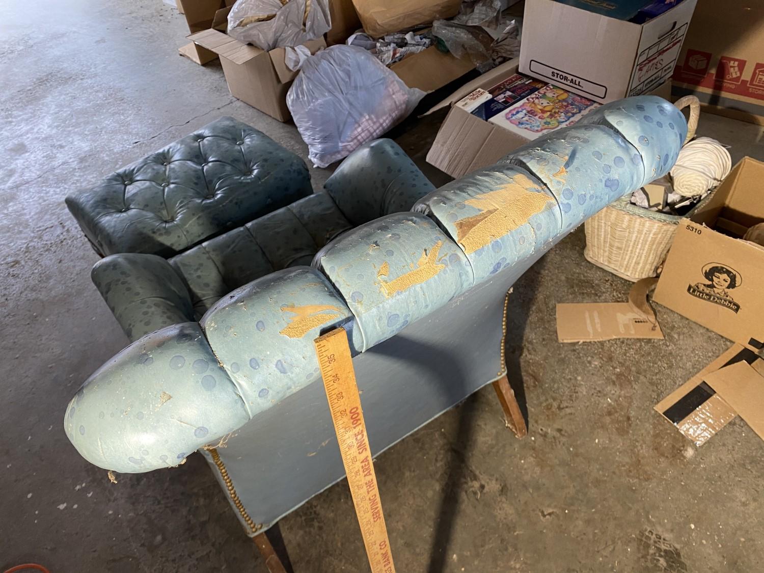 Neat vintage blue leather lounge chair