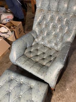 Neat vintage blue leather lounge chair