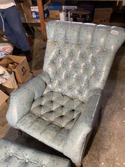 Neat vintage blue leather lounge chair