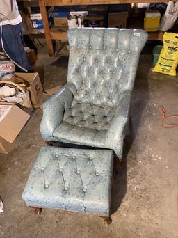 Neat vintage blue leather lounge chair