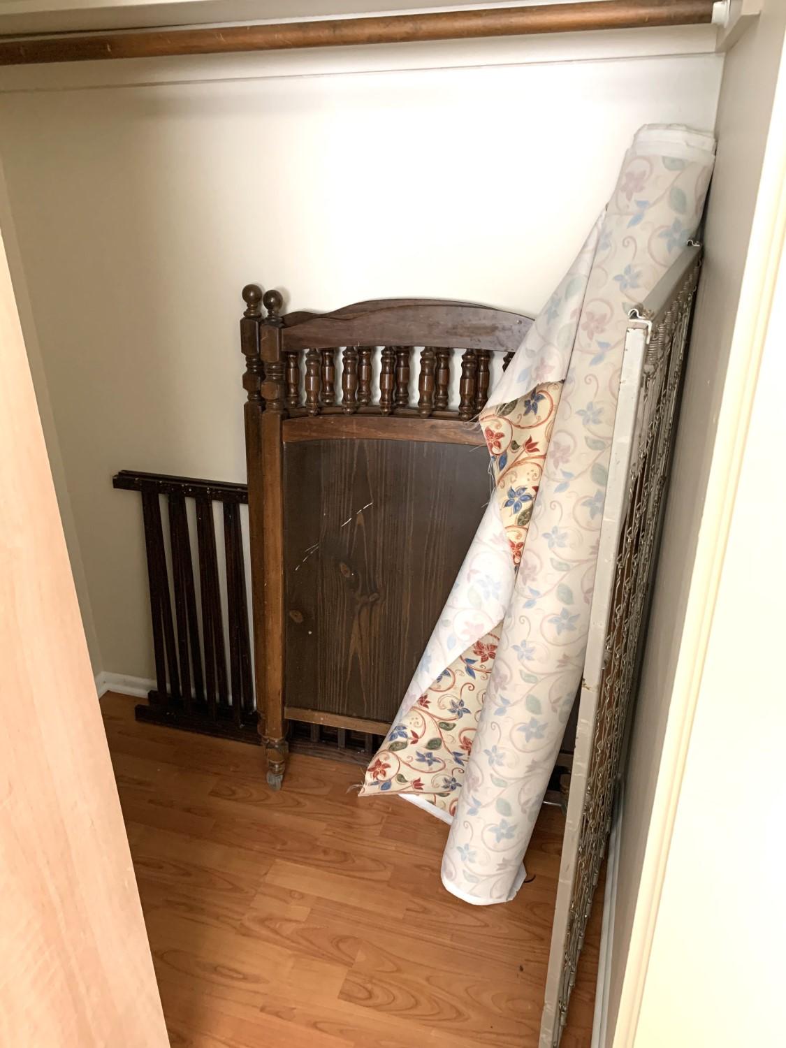 Clean out of Bedroom Closet - Material and Vintage Crib