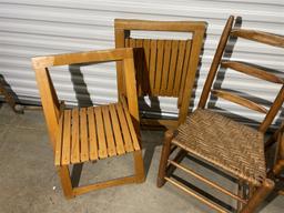 Lot of 4 chairs including folding Mid Century