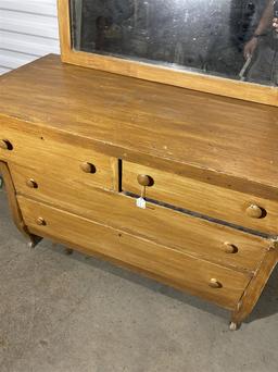 Vintage Grain Painted Wooden Dresser and mirror