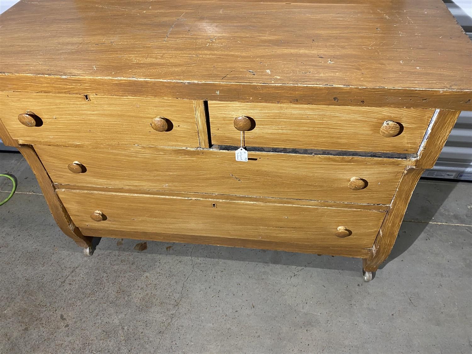 Vintage Grain Painted Wooden Dresser and mirror