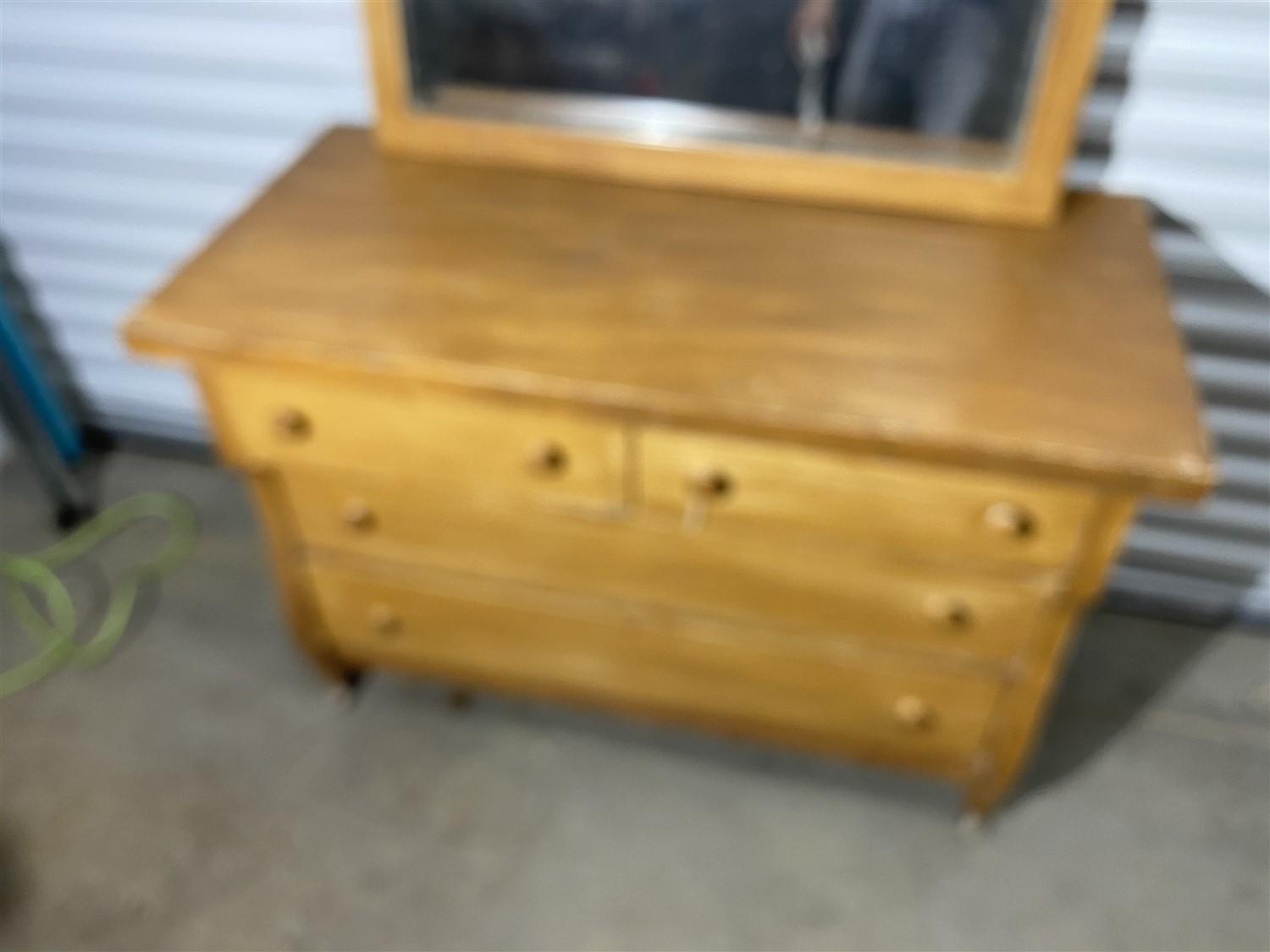 Vintage Grain Painted Wooden Dresser and mirror