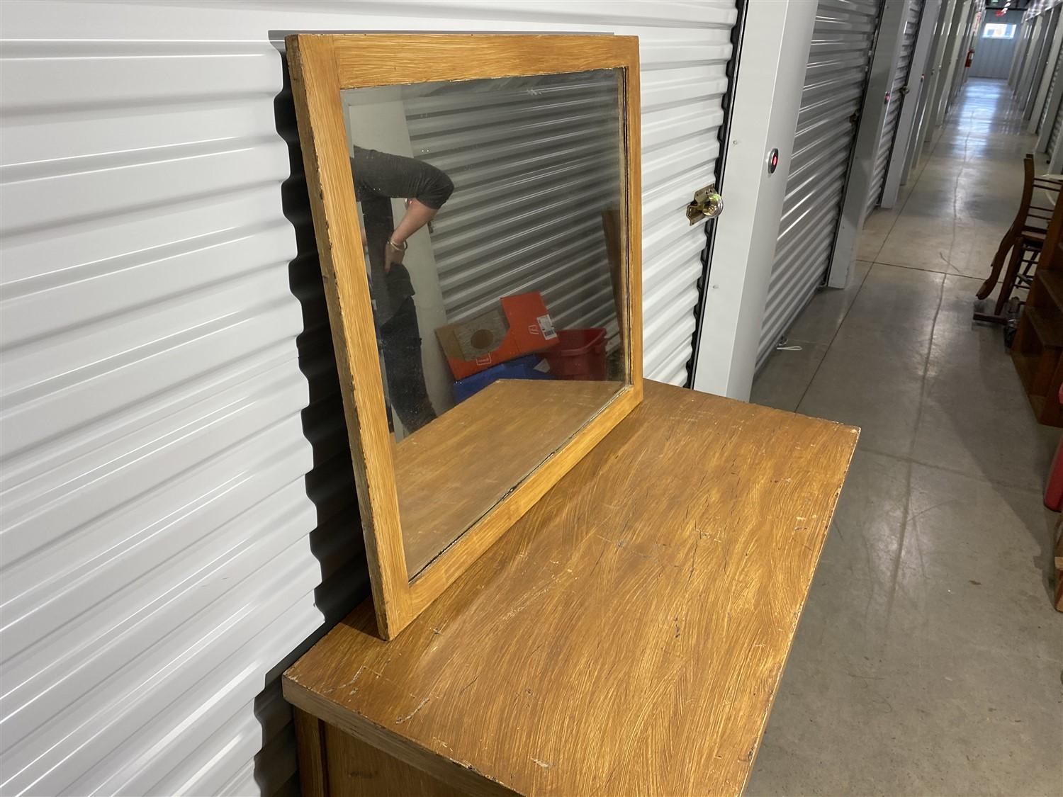 Vintage Grain Painted Wooden Dresser and mirror