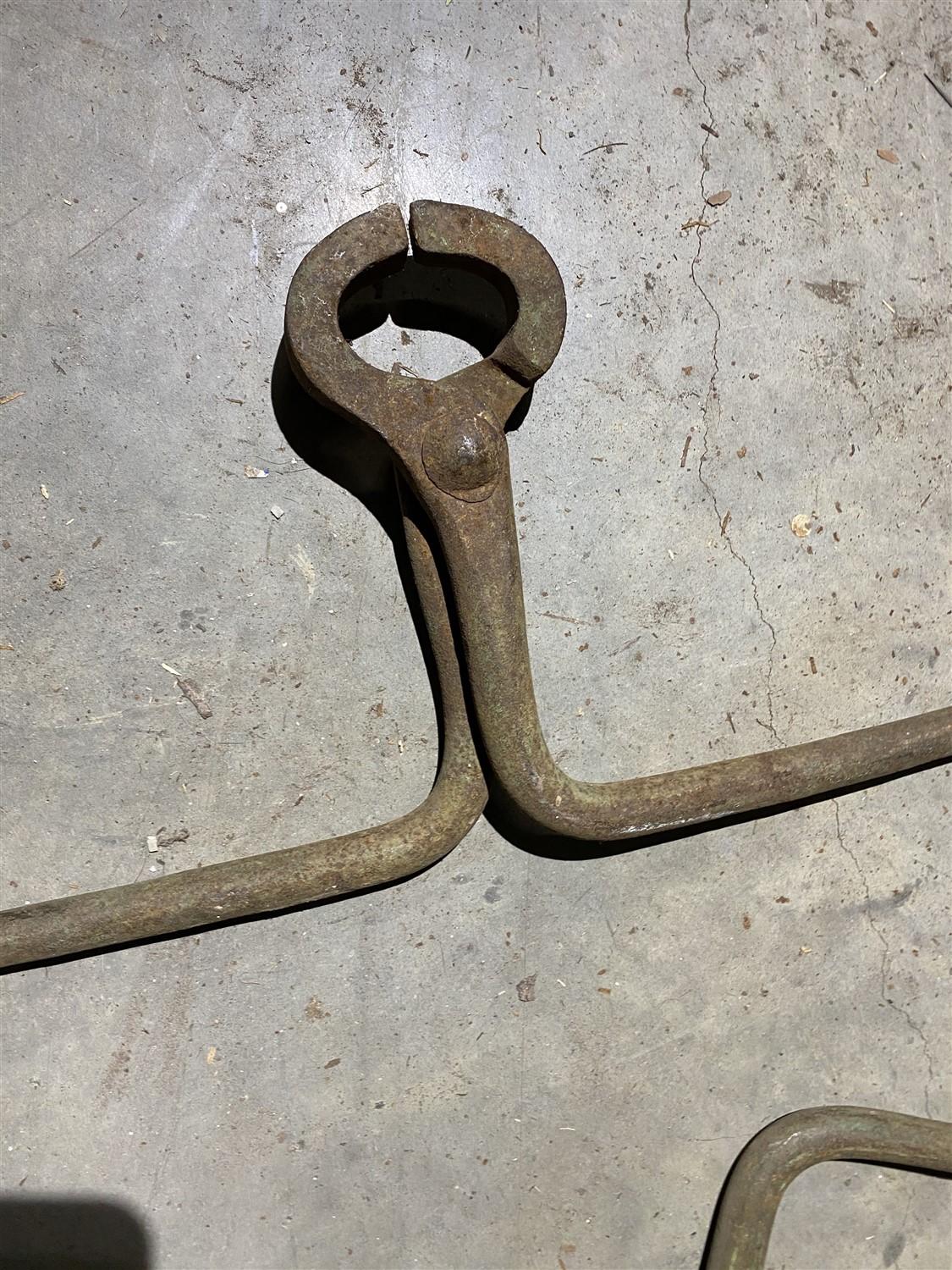 Pair of Antique Railroad Tie Lifter Log Carrier Tongs