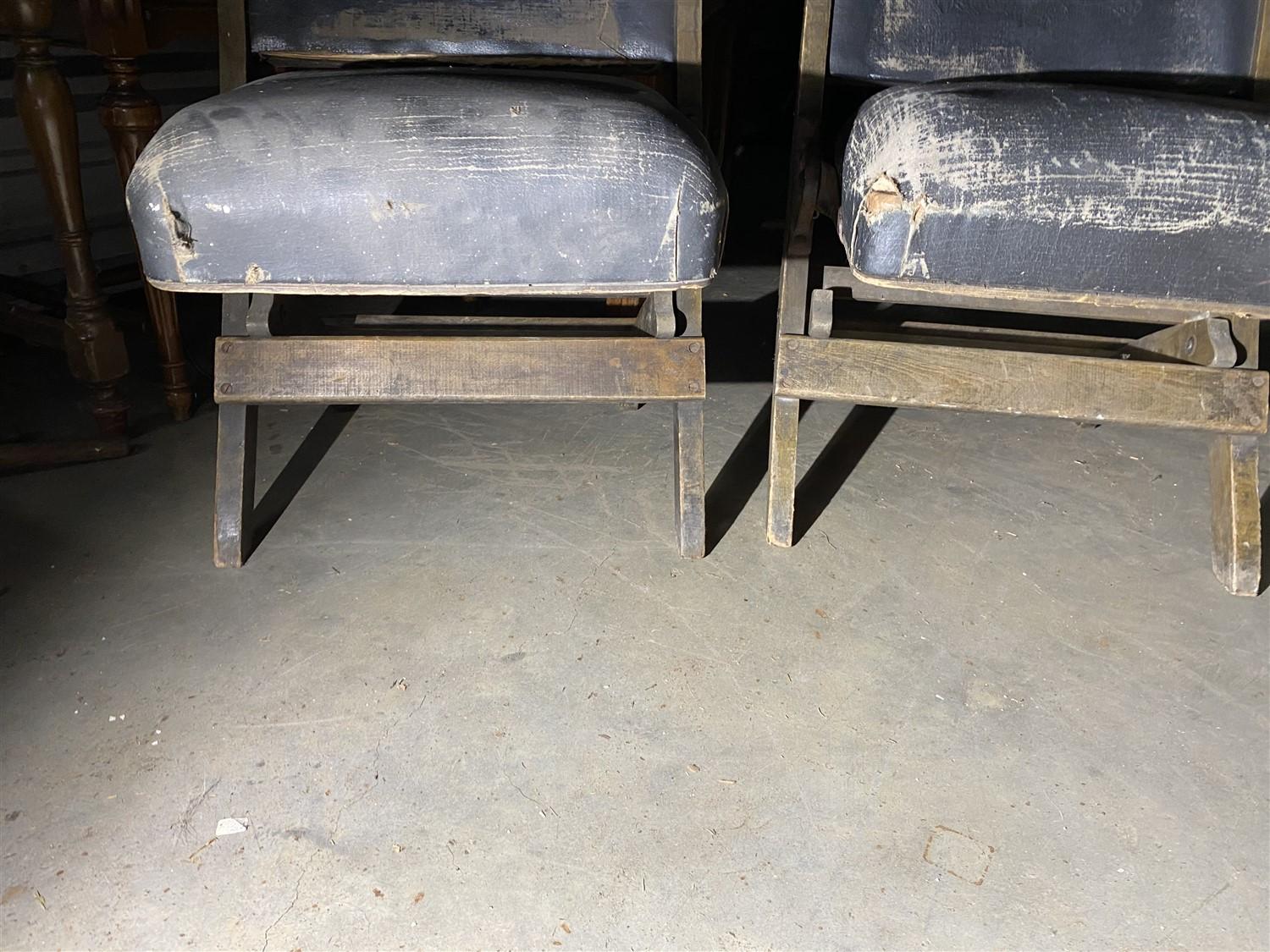 Group of three antique folding theater seats
