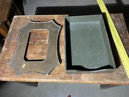 Vintage Olive Drab file holder and Victorian frame