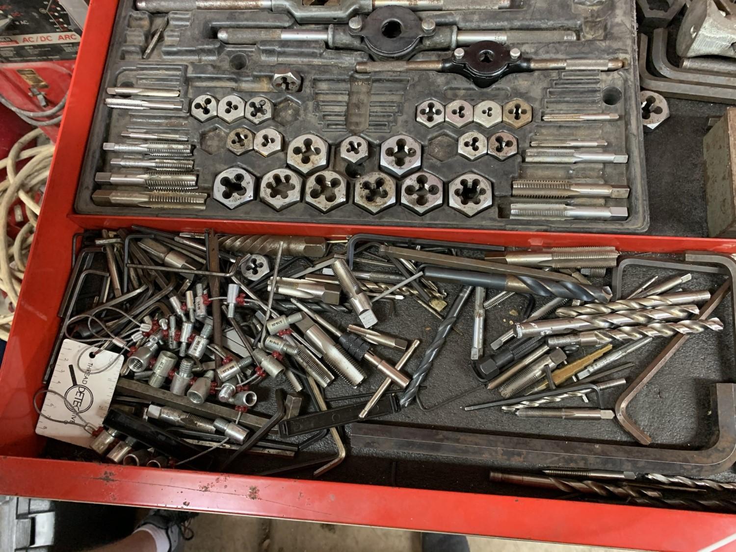 Contents of 4 Drawers Including - Tap & Die Set, Allen Wrenches, Body Hammers & More