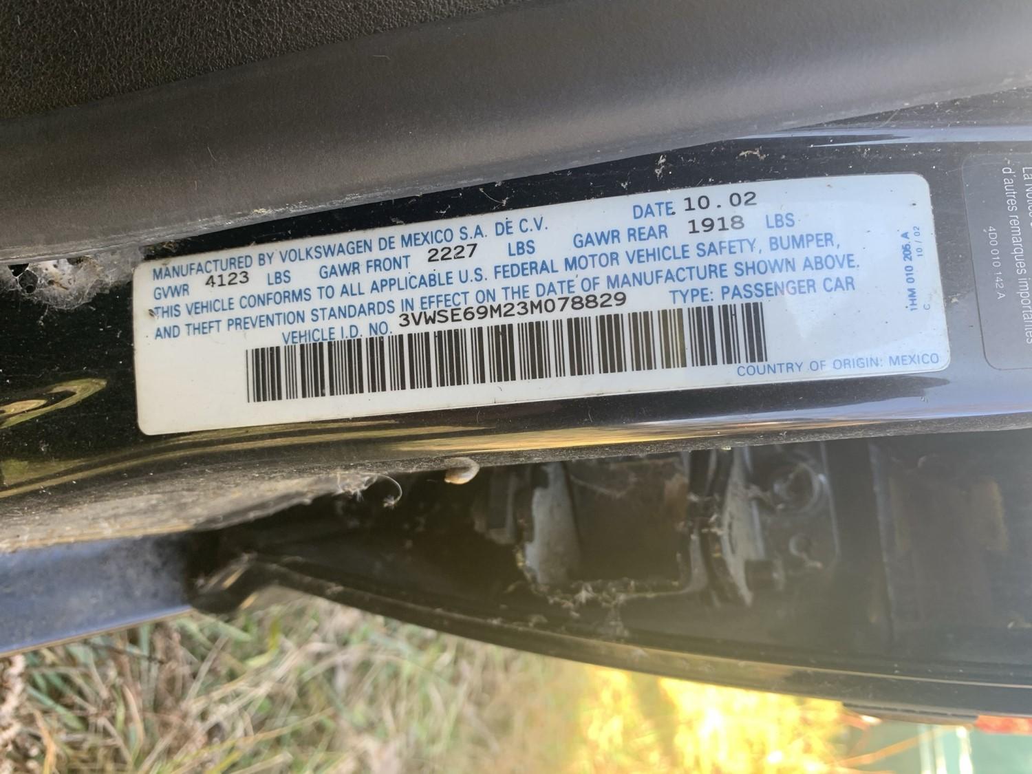 2003 Volkswagen JETTA  (NO KEY)