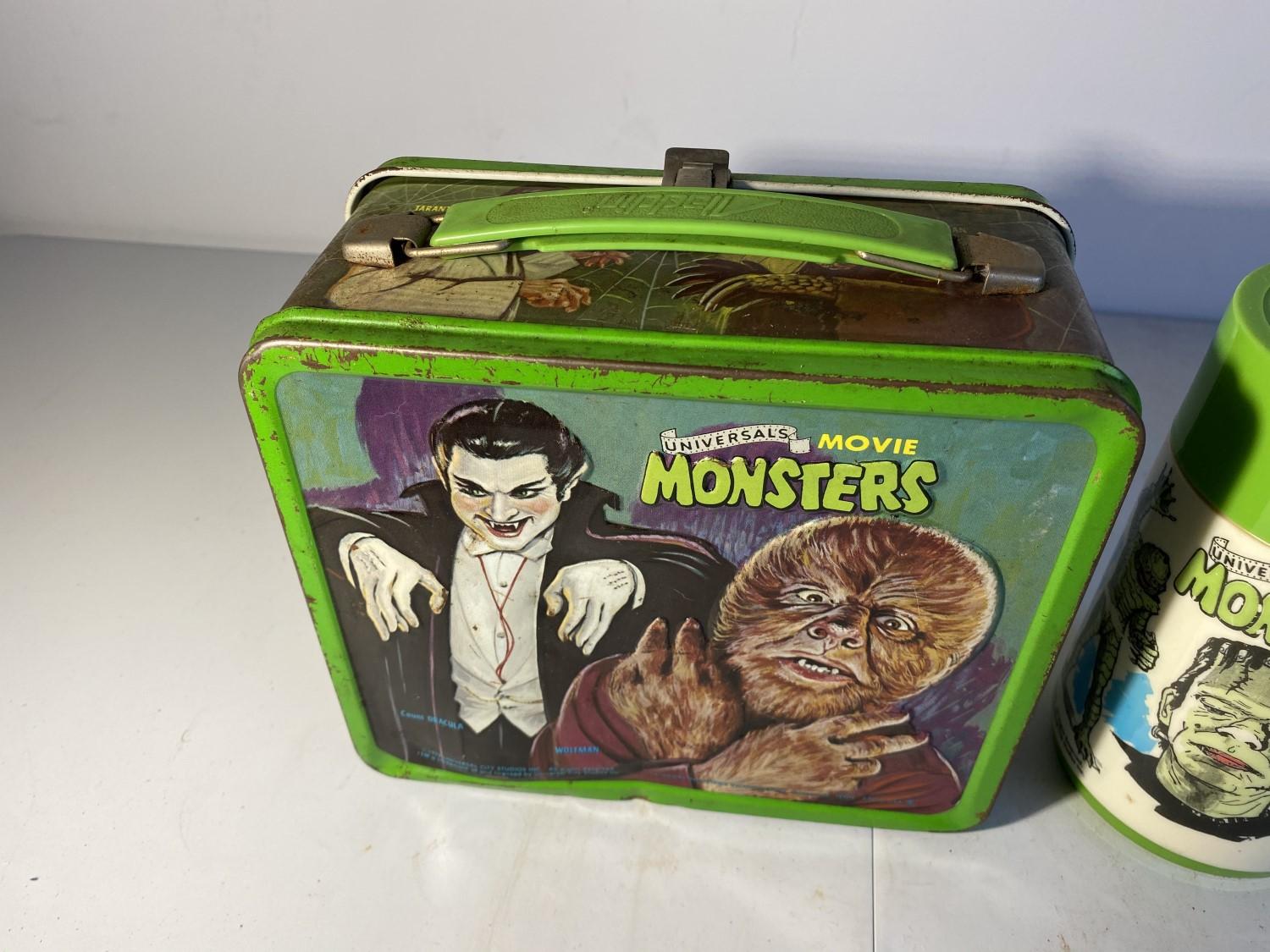 Vintage Metal Lunchbox Movie Monsters with Thermos