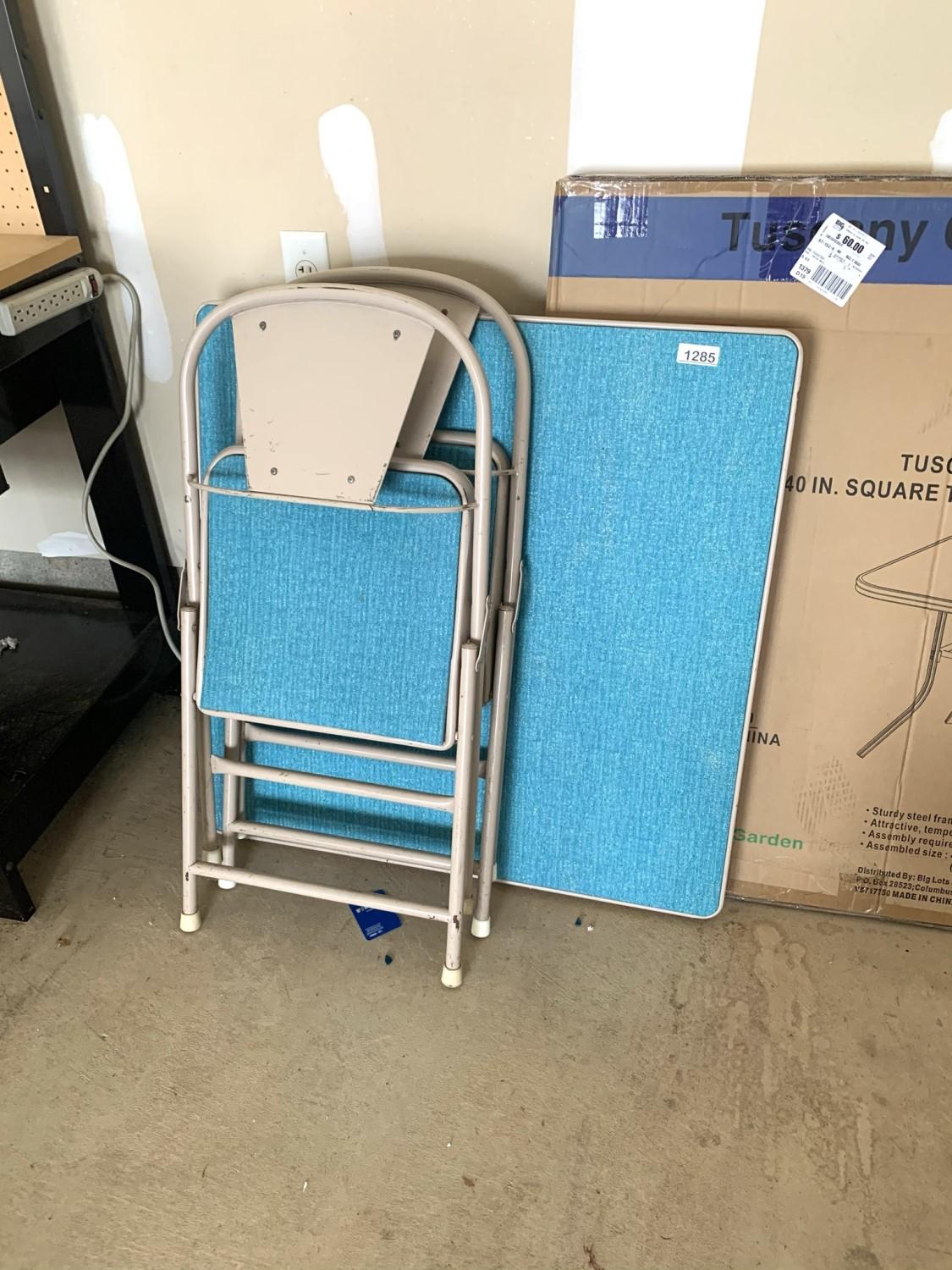 Card Table with 2 Matching Chairs & Glass Top Patio Table in Box