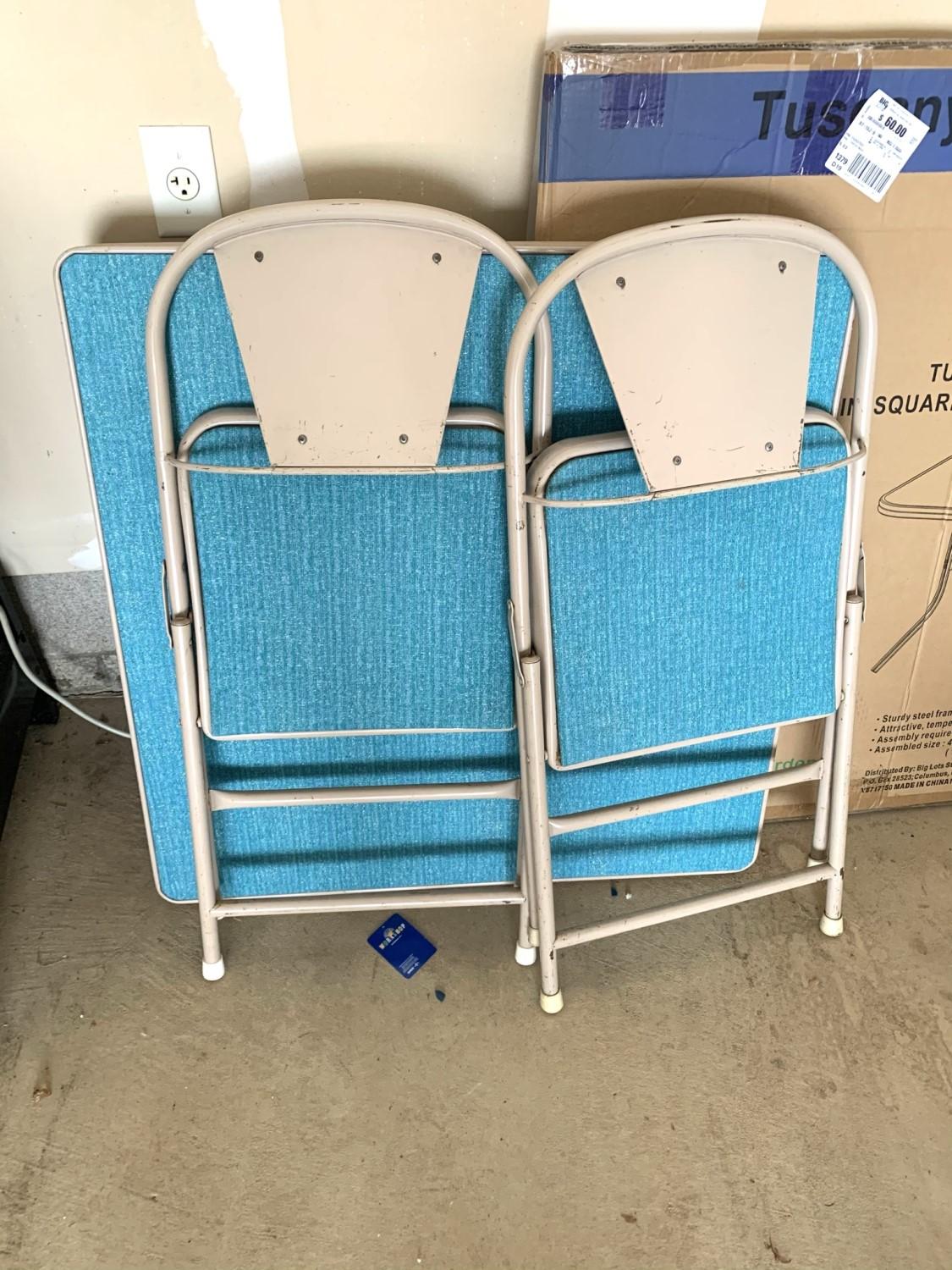 Card Table with 2 Matching Chairs & Glass Top Patio Table in Box