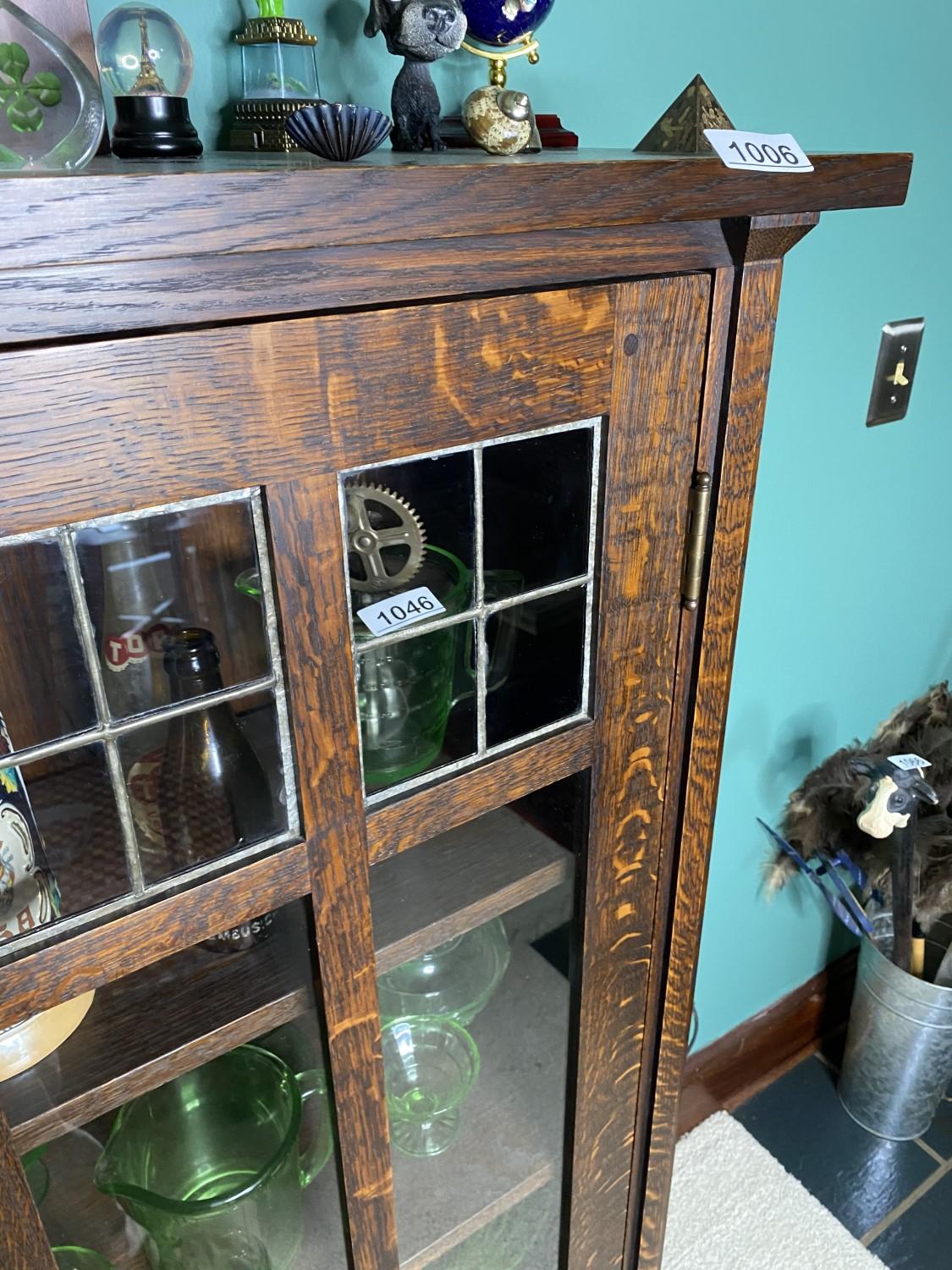 Arts & Crafts Mission Leaded Glass Bookcase