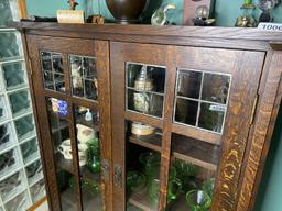 Arts & Crafts Mission Leaded Glass Bookcase