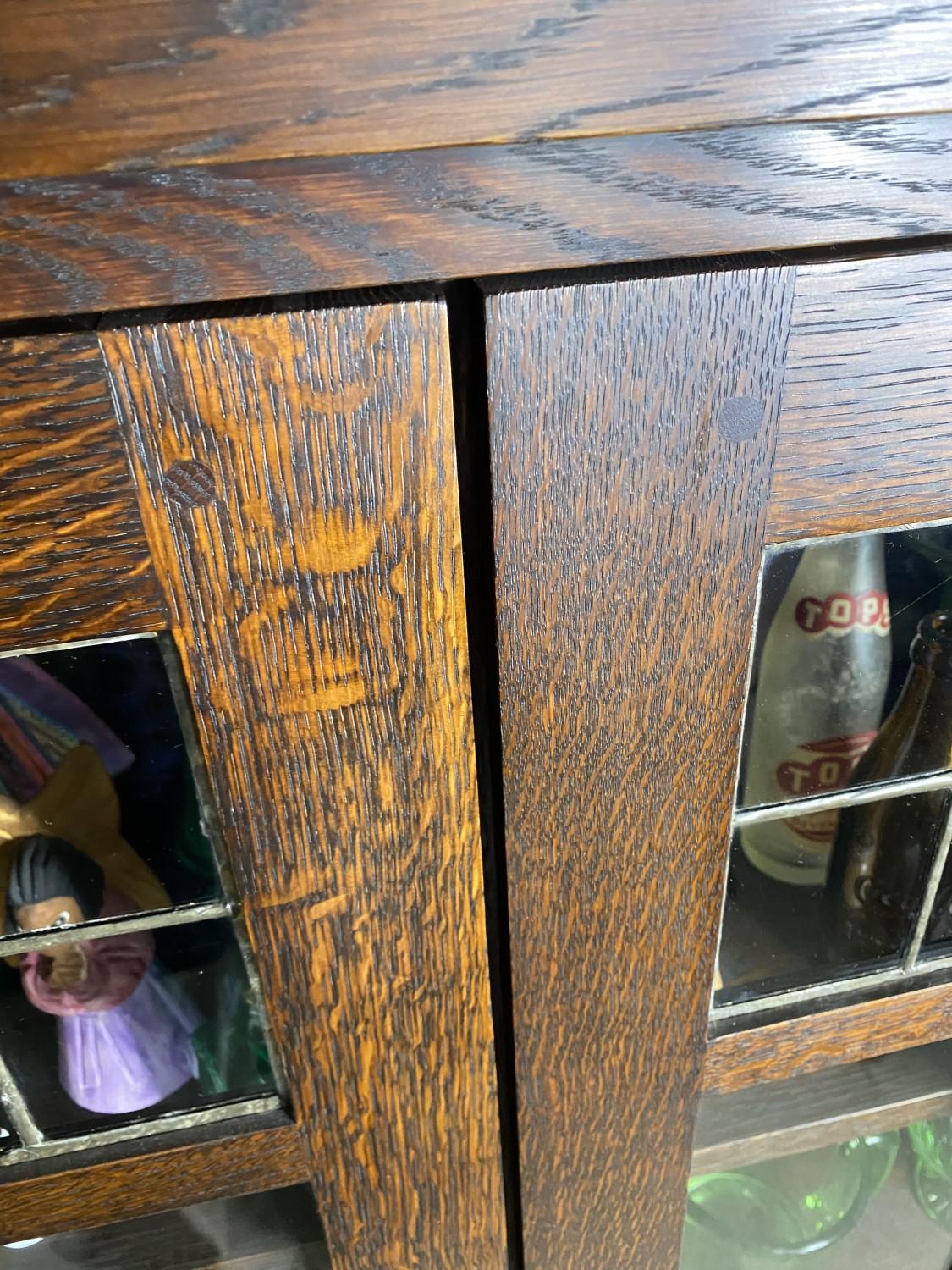 Arts & Crafts Mission Leaded Glass Bookcase