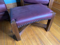 Stickley Armchair and Footstool w/Leather Cushions