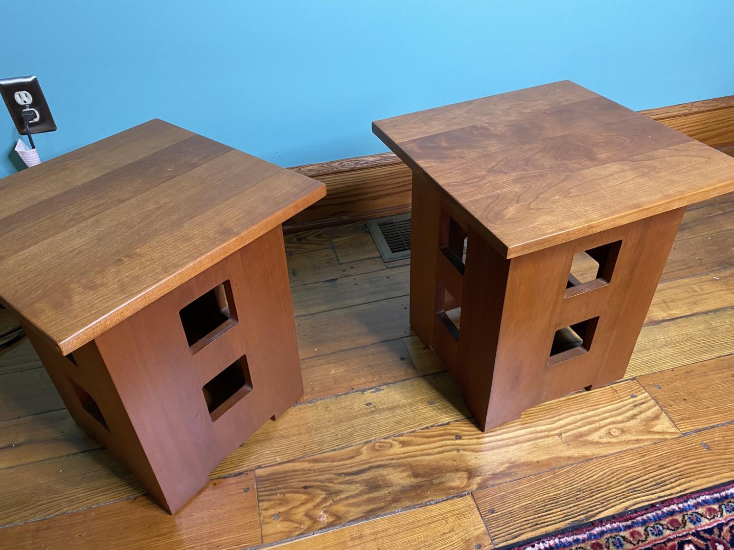 Pair of Stickley Maple Low Lamp Tables Modern