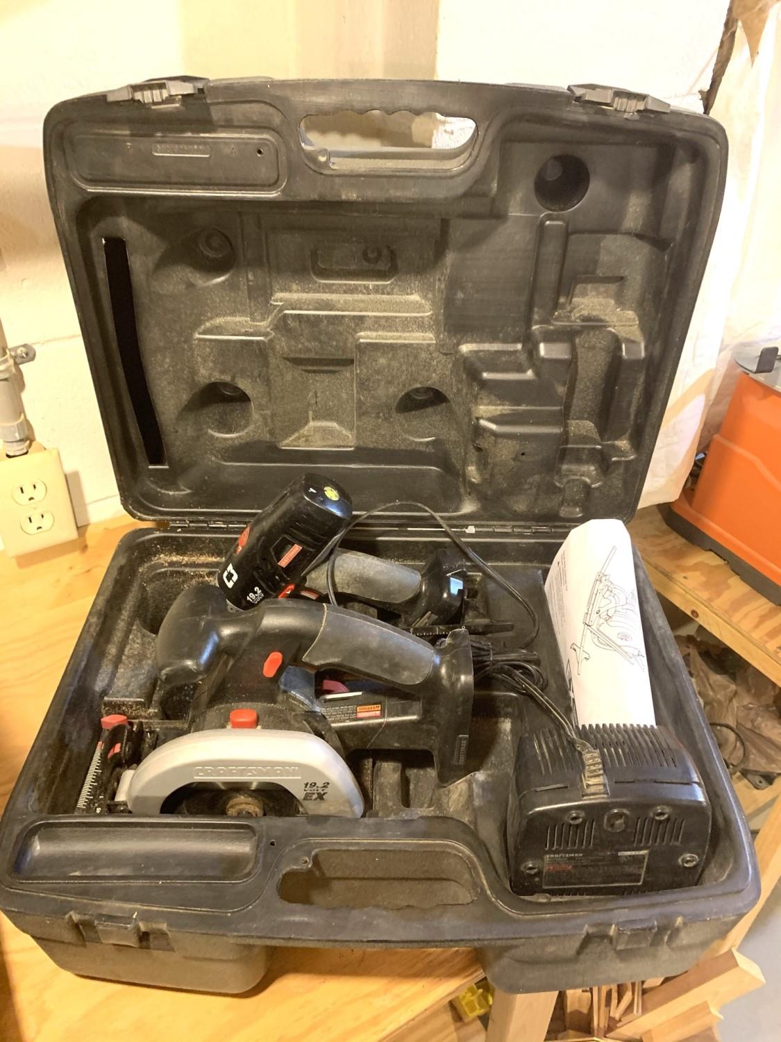 Craftsman Trim Saw, Battery Charger, & Screwdriver Combo.
