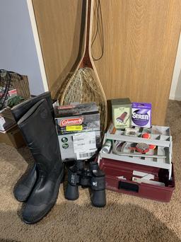 Tackle Box, Binoculars, Rubber Boots, Net & More