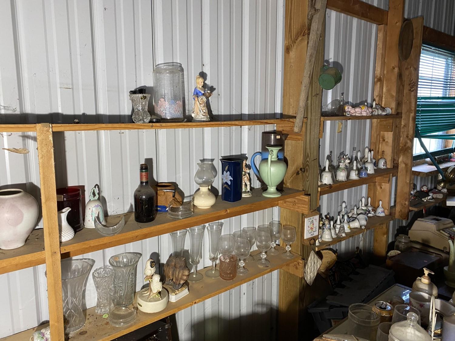 Large lot of vintage along wall