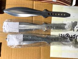 Group lot of throwing knives in boxes