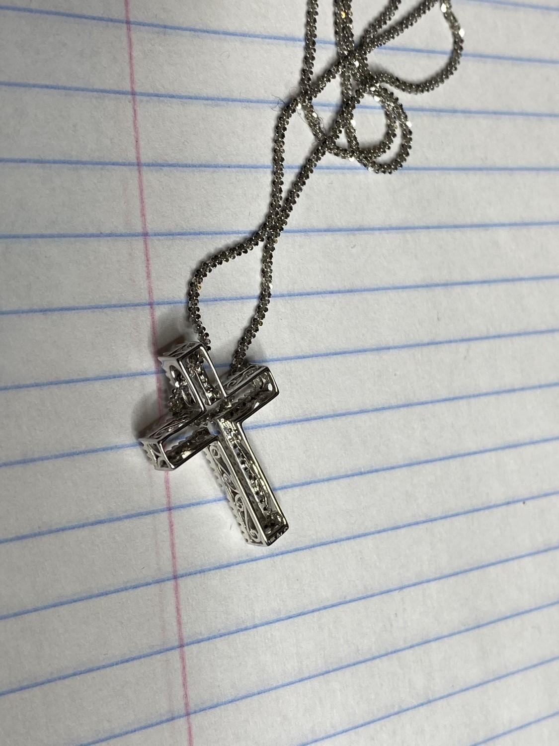 14k white gold cross and necklace chain