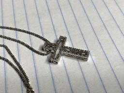 14k white gold cross and necklace chain