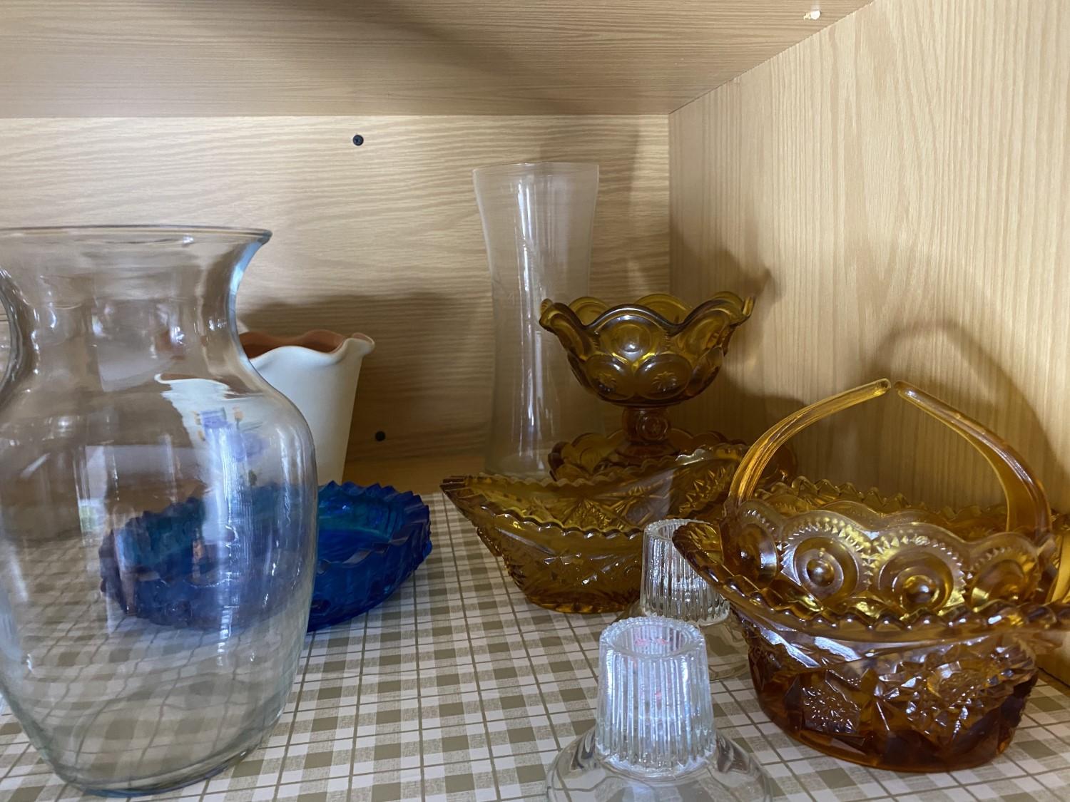 Assorted ceramics and glass including depression