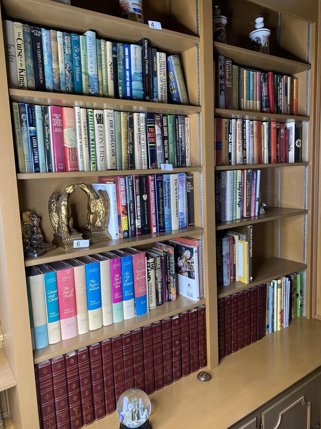 Large lot of books on shelves