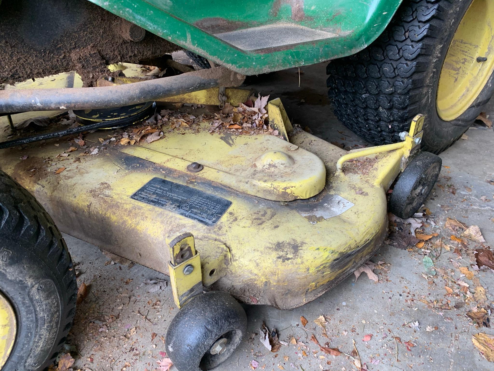 John Deere 316 Lawn & Garden Tractor With Mower Deck & Plow.