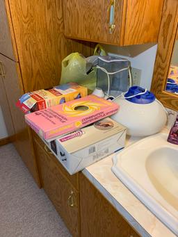 Contents of Bathroom - Towels, Heating Pad, Back Massager & More