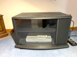Glass Front Tv Stand with Sylvania VHS / DVD Combo