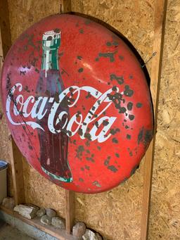 Vintage Original 48 inch Coca - Cola Button Porcelain Enamel Sign