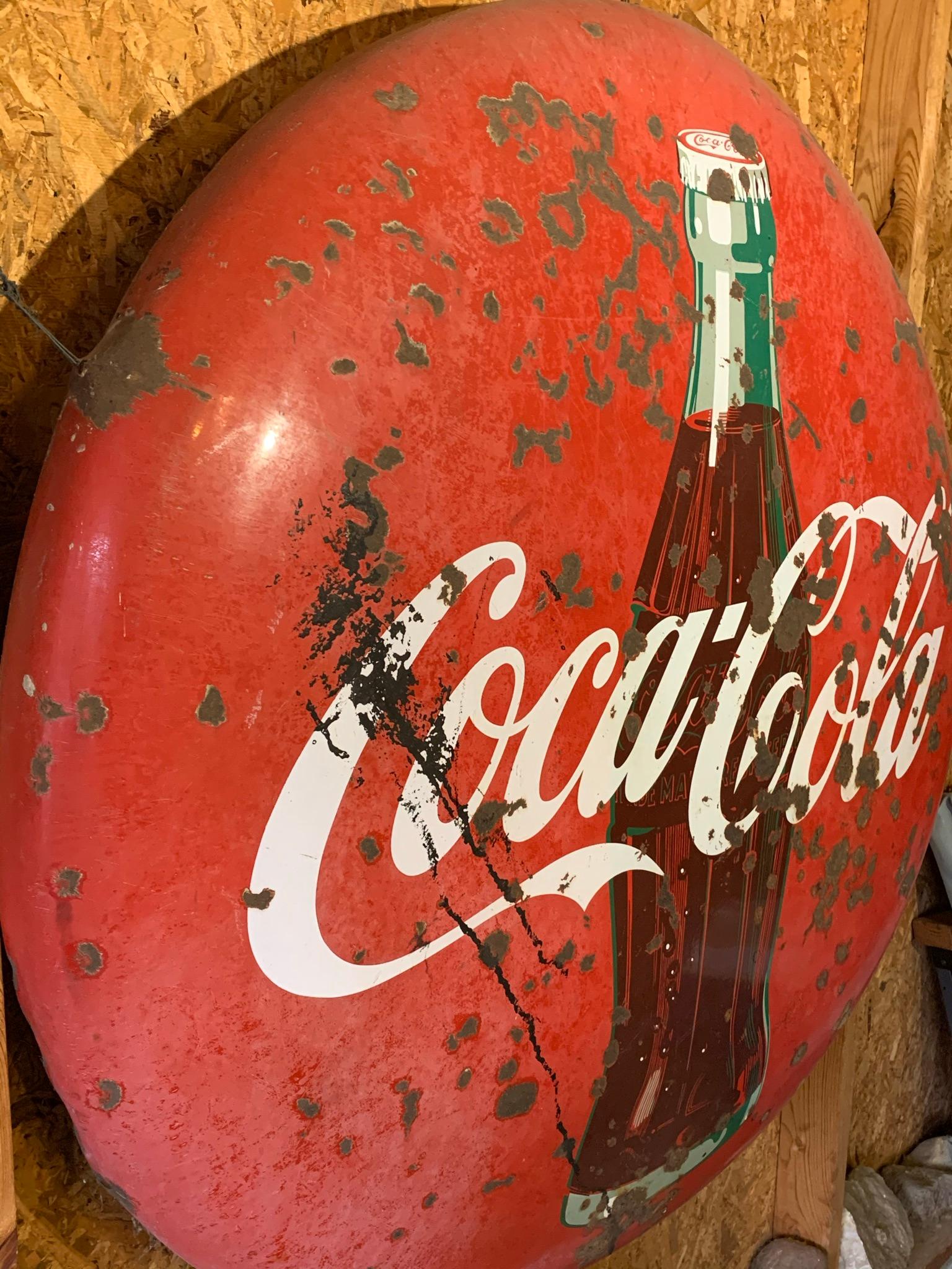 Vintage Original 48 inch Coca - Cola Button Porcelain Enamel Sign