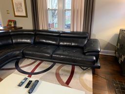 Black Leather or leather look Mid Century Modern Style Sectional Sofa